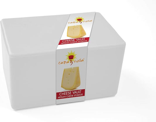 Cheese Vault with Divider - Reusable Artisan Cheese Storage Container for Fridge - Food Grade Silicone Cheese Container 6x4x3.5” - Cheese Keeper for Refrigerator - White Cheese Holder by CapaBunga