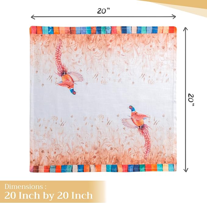 Maison d' Hermine Cloth Napkins Set of 4 Reusable 100% Cotton (20" x 20") | Everyday Square Napkins Cloth Washable Dinner Wedding Restaurant Hotel Kitchen Thanksgiving Christmas - Faisan D'Automne - Image 4