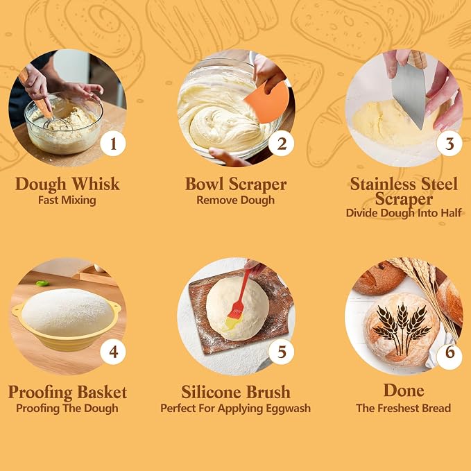 Sourdough Bread Baking Supplies, 33 PCS Sourdough Starter Kit, Sour Dough Kit Tools, Bread Making Tools Kits Includes Bread Lame, Dough Scraper, Glass Jar, Sourdough Kit Gift for Bakers,Women Wife Mom - Image 3