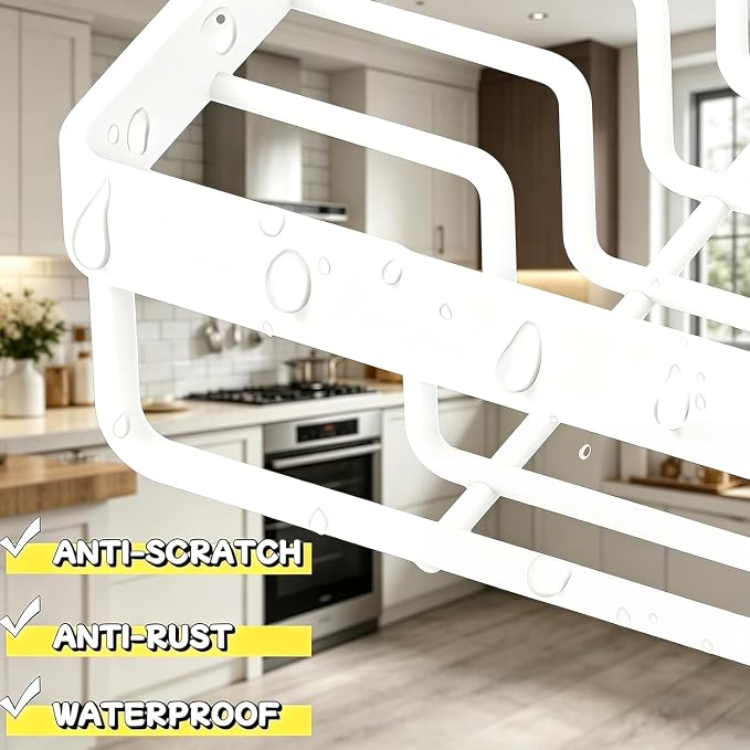 Dish Drying Rack for Kitchen Counter, 2 Tier Stainless Steel ​Sinkside Dish Racks with Drainboard Set, Stainless Steel Rustproof Dish Drainer with Drainboard, Kitchen Removable Cutlery Holder, White - Image 4