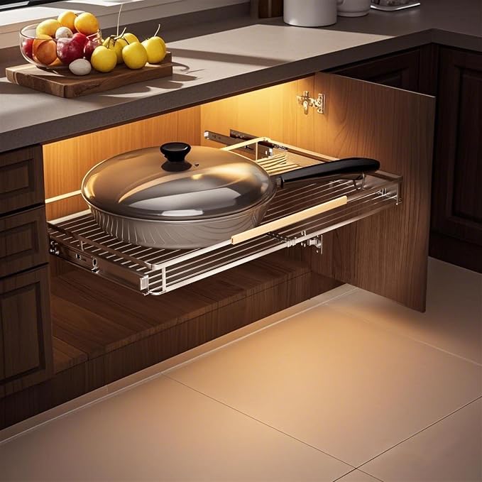 23.2~39.99"x22.5" Pull Out Cabinet Organizer，1Pack Expandable Sliding Cabinet Shelves，Side Mounting - Image 7