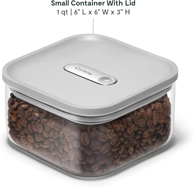 Caraway 1 qt Glass Airtight Food Storage Containers with Lids | Non-Toxic, Stackable, Space-Saving Airtight Containers for Pantry, Dry Goods, 6 Pack, Gray - Image 3