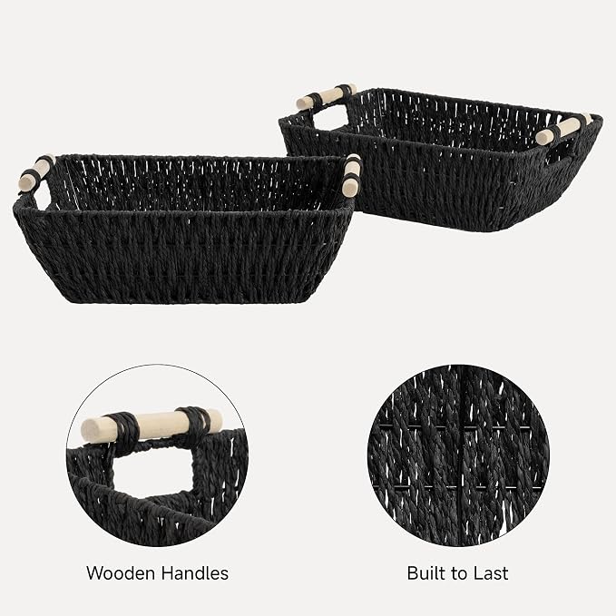 Storageworks Wicker Baskets, Toilet Paper Baskets For Shelf, Bosana Green - Image 4