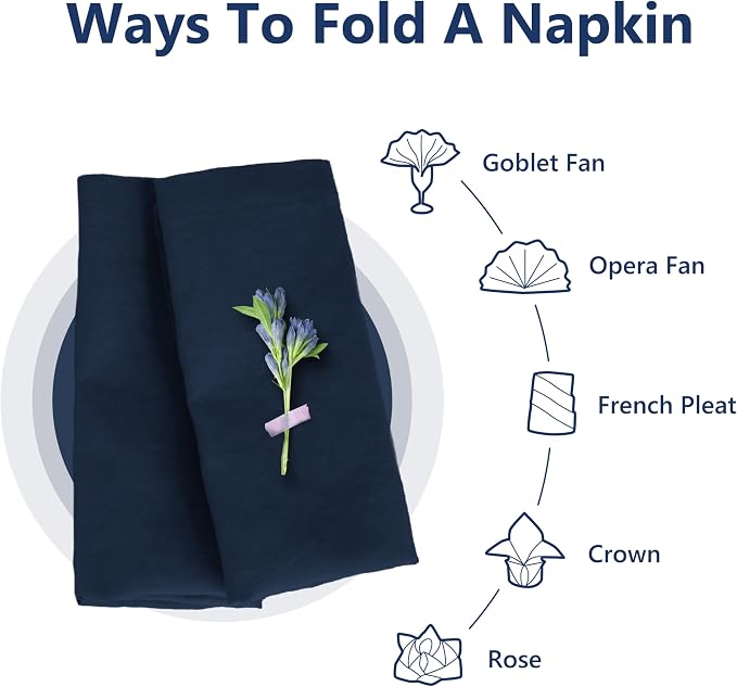 100% Linen Dinner Napkins 20x20 Inch,Soft and Breathable Natural French Flax Cloth Napkins,Stone Washed Set of 4(Navy) - Image 6