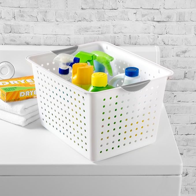 Sterilite Deep Ultra™ Basket, Open Plastic Storage Bin, White, 6 Pack | Large Open Containers and Bins for Pantry Shelves, Kitchen Cabinets, Laundry, Closets, Dorm Rooms, Classrooms & Bathrooms - Image 5