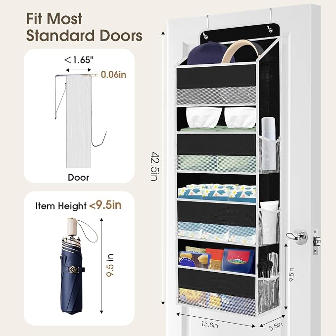2 Pcs Over The Door Organizer Large Capacity Hanging Storage Room Organizer | 40 lb Capacity, Ultra-Sturdy, Foldable, Mesh Design with Clear Window, Space-Saving Organizer for Pantry, Nursery & Closet - Image 2