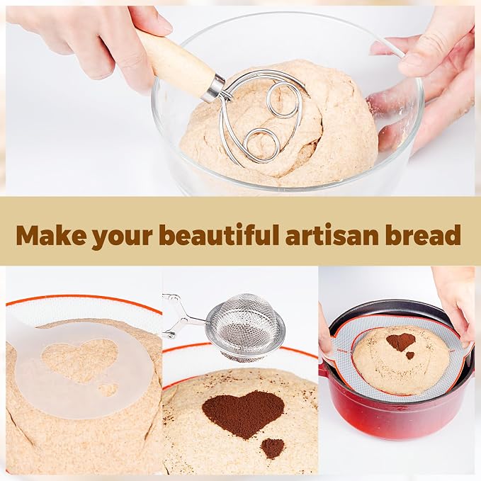 Sourdough Starter Kit,sourdough Bread Baking Supplies,Bread Proofing Basket,Sourdough Proofing Basket,Sourdough Kit Gifts for Bakers Women Wife Mom - Image 4