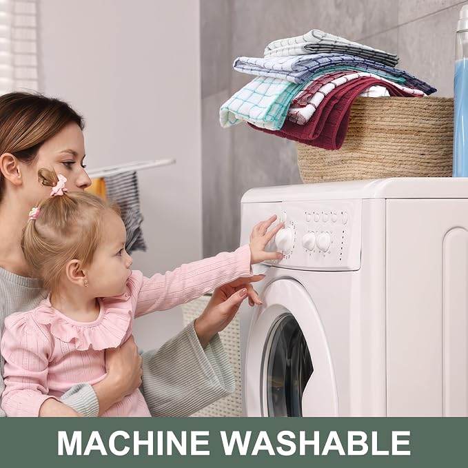 Homaxy Large Premium Cotton Kitchen Towels 16"x 28", 6 Pack, Sage Green | Natural Ring Spun 390 GSM Dish Towels, Super Absorbent Terry Kitchen Hand Towels, Soft Tea Towels with Hanging Loop - Image 7