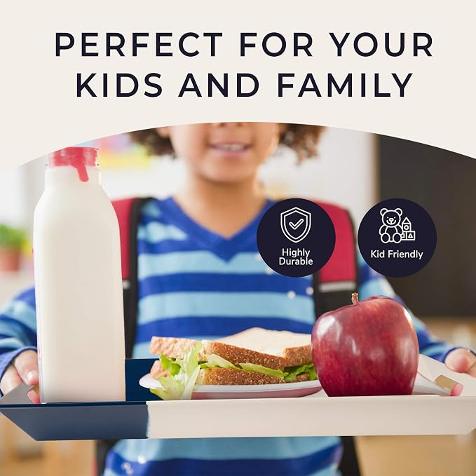 Melamine Serving Tray with Handles, Chip and Break-Resistant, Durable and Kid-Friendly Food Tray for Indoor and Outdoor, Dishwasher Safe, Ivory/Navy - Thomas Fuchs Creative - Image 6