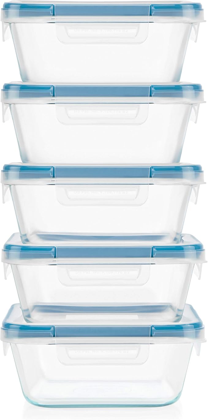 Snapware Total Solutions (10-Pack, 4 Cup) Glass Food Storage Containers Set, Airtight & Leakproof Locking BPA-Free Lids, Freezer Dishwasher Microwave Safe - Image 6