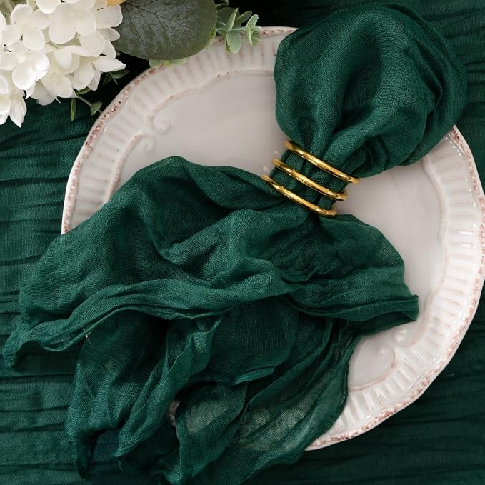 Cheesecloth Napkins Emerald Green Cloth Napkins Bulk,Set of 50 | 21''x21'',Washable Boho Table Gauze Fabric Napkins,for Wedding Baby Bridal Shower Dinner Party Decor by Jimtx