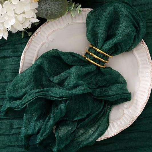 Cheesecloth Napkins Emerald Green Cloth Napkins Bulk,Set of 50 | 21''x21'',Washable Boho Table Gauze Fabric Napkins,for Wedding Baby Bridal Shower Dinner Party Decor by Jimtx