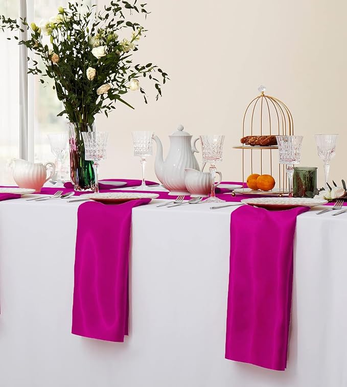 MDS® Pack of 150 Satin Napkins 12 x 12 Inch, Soft Silky Reusable Cloth Dinner Table Napkins for Wedding Décor, Reception, Birthday, Parties, Banquets, Catering, Restaurants & Hotel - Magenta Violet - Image 5