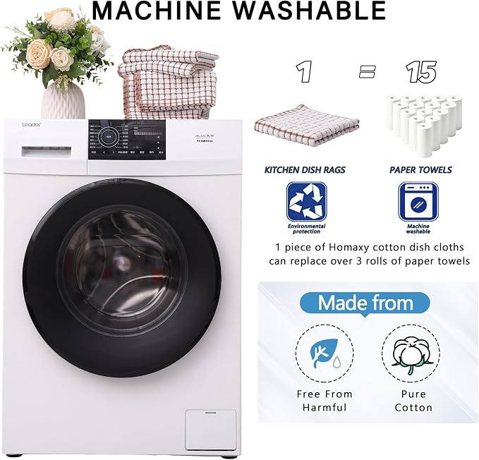 Kitinjoy Cotton 8 Pack Terry Kitchen Dish Cloths, Brown | 12 x 12 Inches Super Soft and Absorbent Dish Rags, Quick Drying Dish towels for Washing Dishes - Image 5
