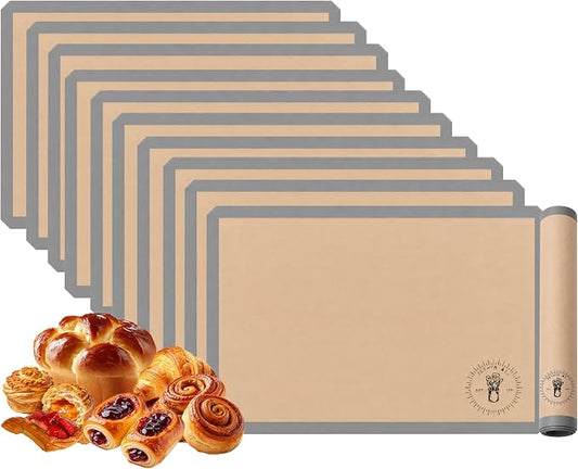 Silicone Baking Mats - Full Size Baking Sheet Liners, Pack of 10, Gray | All Purpose, Oven Safe, Non-Stick, Silicone Baking Sheet Liner, Perfect for Baking Macarons Cookies & Cakes, 16x24”(40x60cm) by ZETHYRSTREET