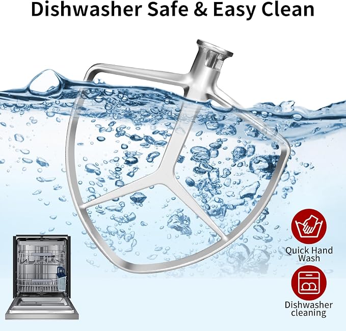 Flat Beater for KitchenAid 7QT Bowl-Lift Stand Mixers | Stainless Steel, Food Grade Replacement Attachment, Dishwasher Safe - Image 5