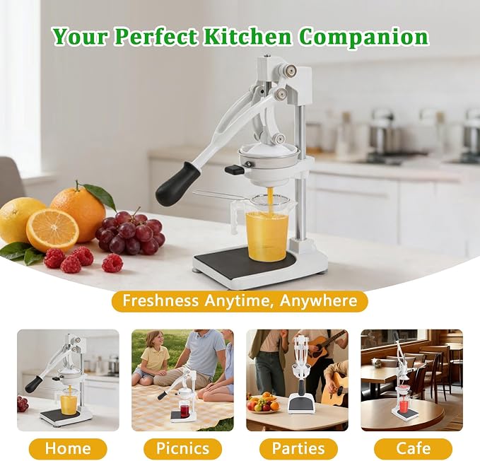 Cast Iron Juicer 304 Stainless Steel Citrus Press & Lemon Squeezer Fresh Fruit Juice Extractor Manual Juicers for Orange Grapefruit Lemon Lime Pomegranate and Much More,Easy to Clean and Use - Image 7
