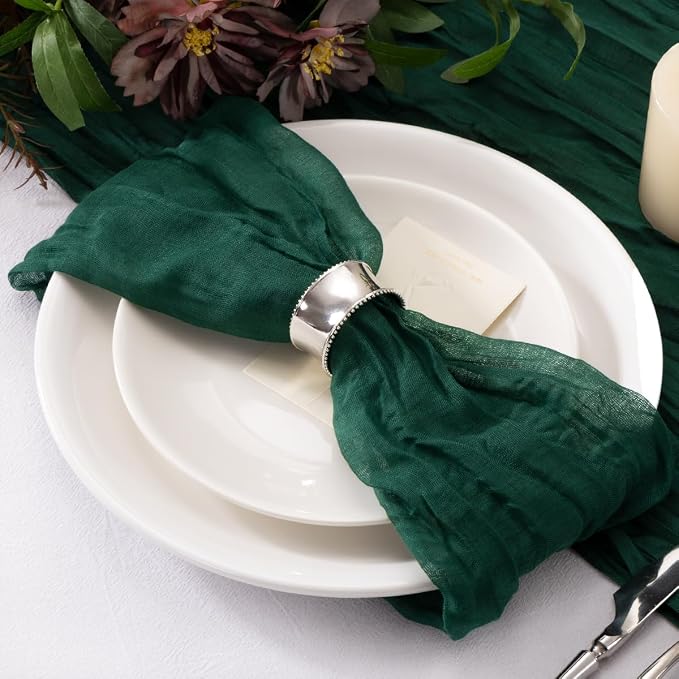 Cheesecloth Napkins Emerald Green Cloth Napkins Bulk,Set of 100 | 21''x21'',Washable Boho Table Gauze Fabric Napkins,for Wedding Baby Bridal Shower Dinner Party Decor - Image 5