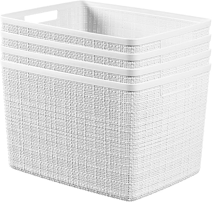 Curver Set of Decorative Plastic Organization and Storage Baskets, Set of 12 - Image 2