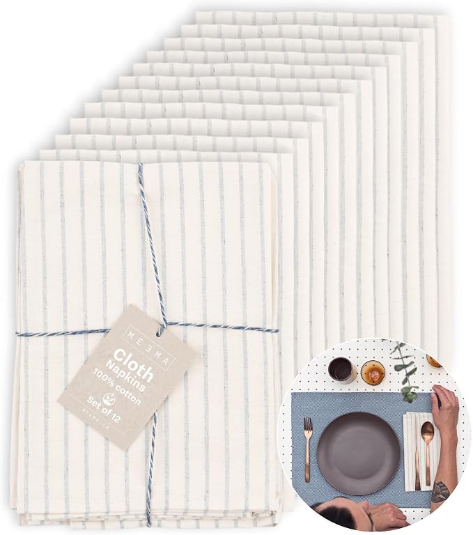 Cloth Napkins, Washable Cotton Dinner Napkins, Kitchen Table Gift Set by MEEMA