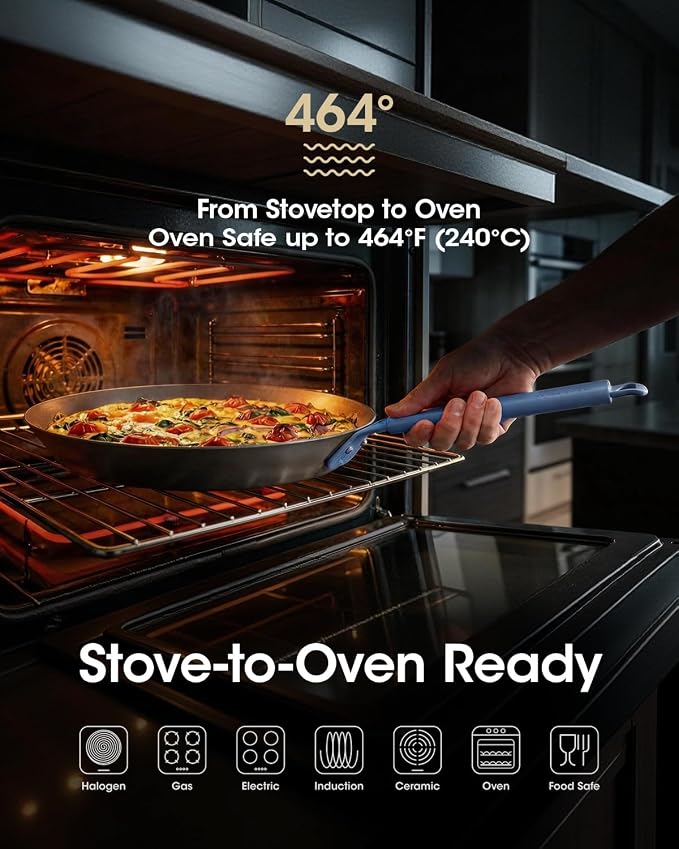 Carbon Steel Frying Pan Set, 8 & 10 Inch Nitrided Skillets | 2 Versatile Sizes for Everyday Meals; Natural Patina Builds Over Time without Chemical Coatings - Image 5