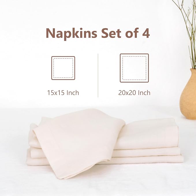 100% Linen Dinner Napkins 20x20 Inch,Soft and Breathable French Flax Cloth Napkins,Stone Washed Set of 4(Blush Pink) - Image 2