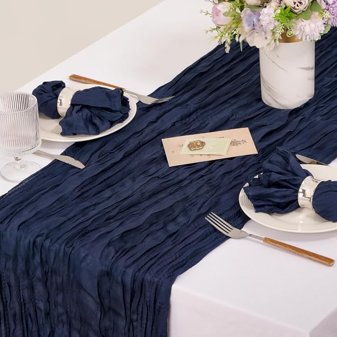 Cloth Napkins Set of 60 21"x21" Reusable Cheesecloth Napkins Navy Blue | Boho Rustic Dinner Napkins Washable Gauze Table Napkins Cloth Hemmed Edges for Wedding Bridal Shower Family Gathering Decor - Image 4