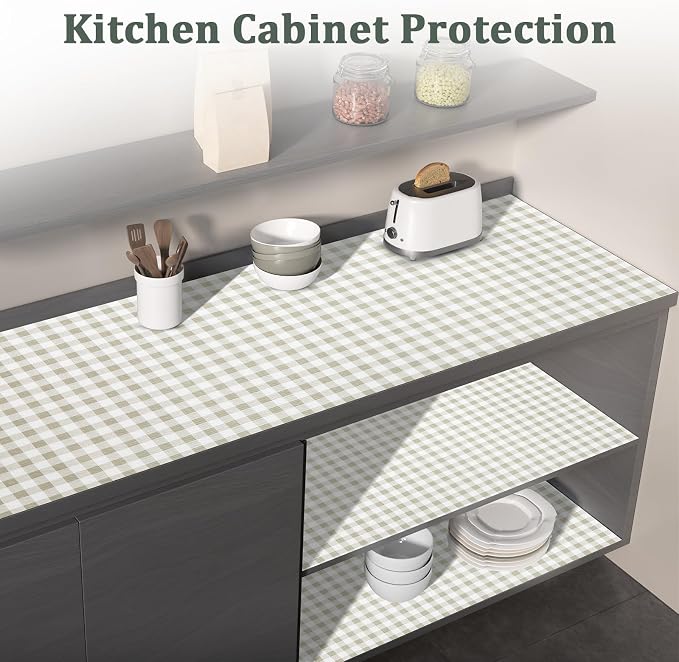 Shelf Liner for Kitchen Cabinets and Drawers, 12" x 240" Green Grid | Non-Adhesive Design, Waterproof & Non-Slip Protection, Easy Cut to Fit, Washable and Reusable, Pantry Storage - Image 7