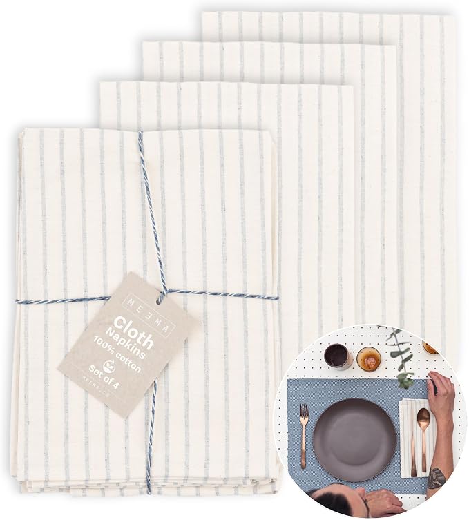 Cloth Napkins, Washable Cotton Dinner Napkins, Kitchen Table Gift Set by MEEMA