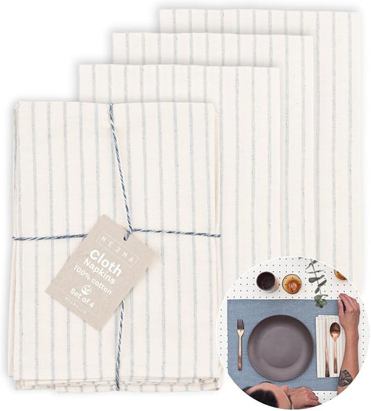 Cloth Napkins, Washable Cotton Dinner Napkins, Kitchen Table Gift Set by MEEMA
