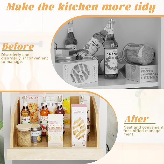 Pull Out Cabinet Organizer, Slide Out Wood Drawer Shelf, Pull Out Drawers for Cabinets, 8" High Beveled Pull Out Organizers for Kitchen Pantry, 19½" W×21" D | Cabinet Pull Out Organizer, Pull Out Drawers for Cabinets, Beveled 8" High Pull Out Organizer... - Image 4