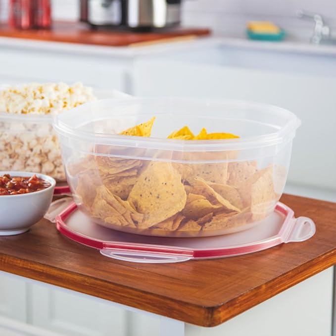 Sterilite Ultra-Seal 8.1 Qt Bowl, Large Airtight Food Storage Container, Latching Lid, Microwave and Dishwasher Safe, Clear With Red Gasket, 2-Pack | Large Latching Lid with Red Gasket, Airtight and Watertight Seal, Microwave, Freezer and Dishwasher Sa... - Image 6