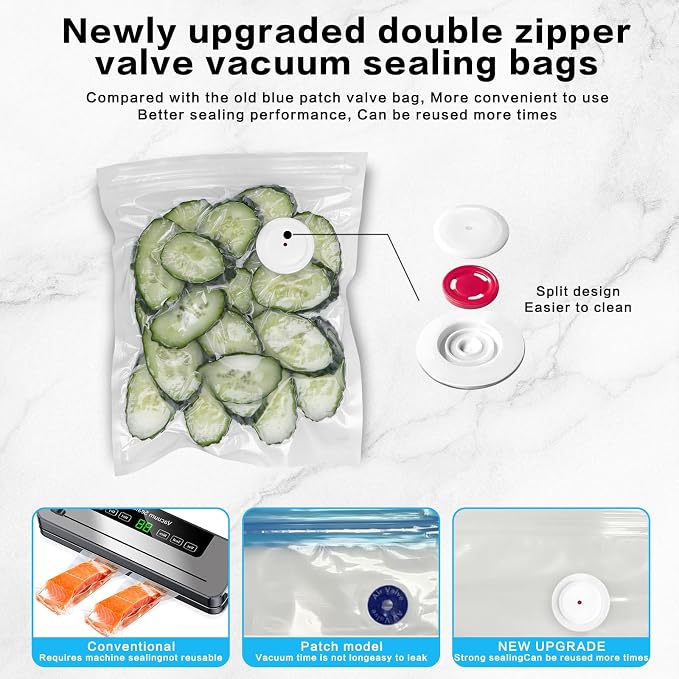 Handheld Vacuum Sealer for Food Powerful Vacuum Sealer Machine,Seal Meal Saver,Portable Food Sealer (Sealer + 30 Reusable Vacuum Bags) - Image 5