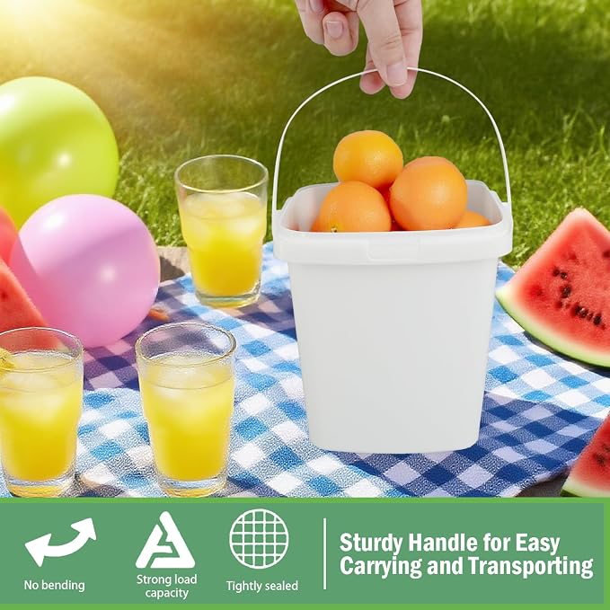 24 Pcs Plastic Food Containers with Lids and Handle Ice Cream Storage Buckets Square Reusable Deli Containers for Freezer and Microwave for Kitchen Food and Drinks (67 Oz/ 2 Qt / 0.5 Gallon) - Image 5