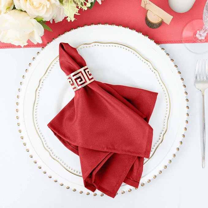 Efavormart Premium Cloth Napkins Set of 5, 17x17 Inch Red Seamless Dinner Napkins, Washable Linen Table Napkin Cloth with Hemmed Edges for Weddings, Party and Banquet - Image 6