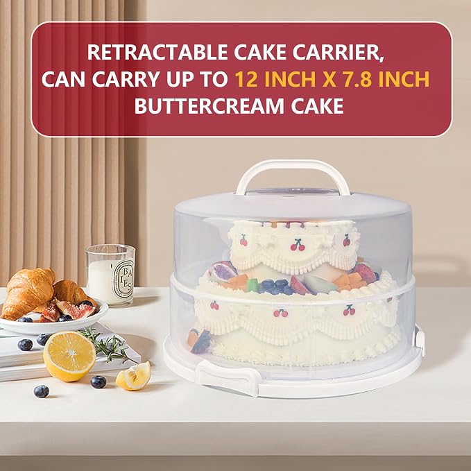 12 Inch Cake carrier Container with Lid and Handles Includes Insulated Bag for Safe Transportation of Buttercream Doesn't Melt Easy for Cakes, Pies and Cupcakes (Red) - Image 2