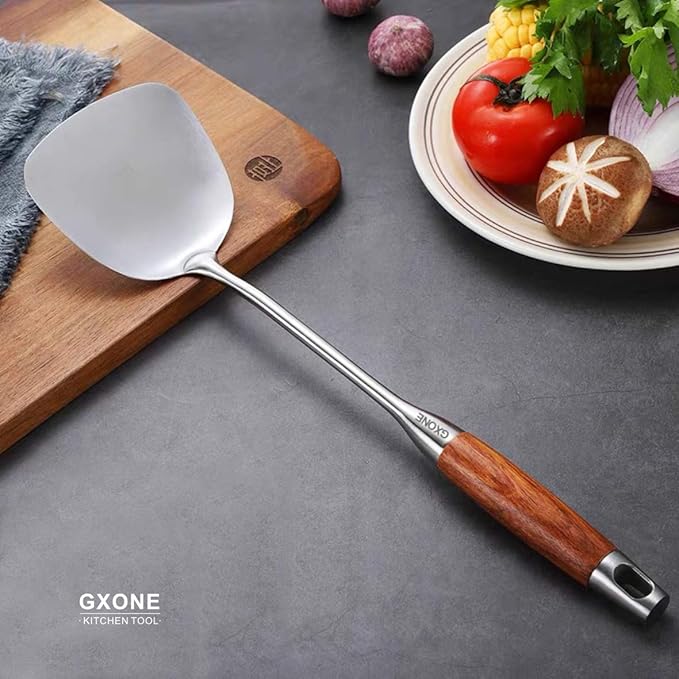 Chinese Wok Spatula, 304 Stainless Steel,with Wooden Handle, 15.7 Inch | kitchen utensils for cooking,for Metal wok/cast iron pan,cooking tools - Image 5