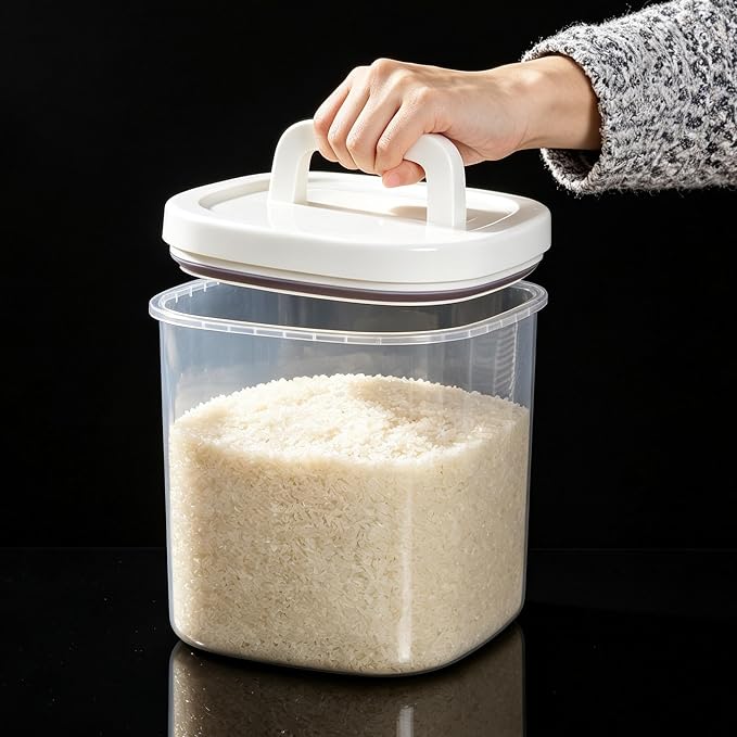 10L Rice Storage Container with Measuring Cup & Brush | 22-25lbs /10.5 Qt Capacity, Rice & Cereal & Pet & Laundry Pod Bin, Kitchen Bathroom Pet Food Pantry by LivLab