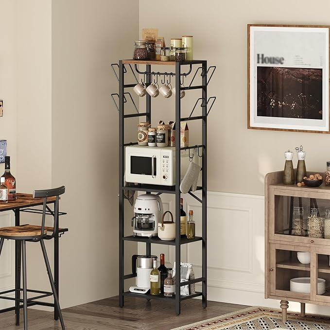 MAHANCRIS 4-Tier Pot Rack, Pots and Pans Organizer for Kitchen Corner, Kitchen Storage Rack with U-Shaped Lid Holders, Freestanding Cookware Stand, Rustic Brown and Black POHR3001 - Image 3