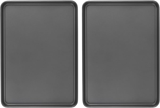 GoodCook Everday Nonstick Carbon Steel 15” x 21” Baking Sheet Set, 2 Pack – Extra-Large Carbon Steel Cooking Pans, Bakeware Set, Cookie Sheets for Baking, Oven Pan Set by GoodCook