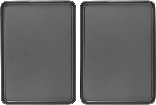 GoodCook Everday Nonstick Carbon Steel 15” x 21” Baking Sheet Set, 2 Pack – Extra-Large Carbon Steel Cooking Pans, Bakeware Set, Cookie Sheets for Baking, Oven Pan Set by GoodCook