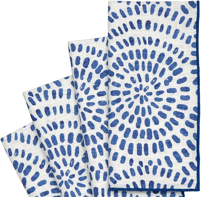 Cloth Napkins, Blue and White Fabric, 100% Cotton, Linen Napkin for Table Setting, Tablescapes, Use with Tablecloth or Placemats, 18" Dinner, Set of 12 - Image 5