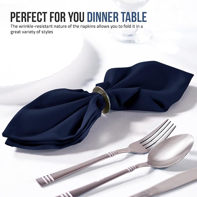 Utopia Home Navy Blue Cloth Napkins (12 Pack, 18x18 Inches), Ideal Dinner Napkins for Party, Wedding and Lunch/Dinner - Image 4