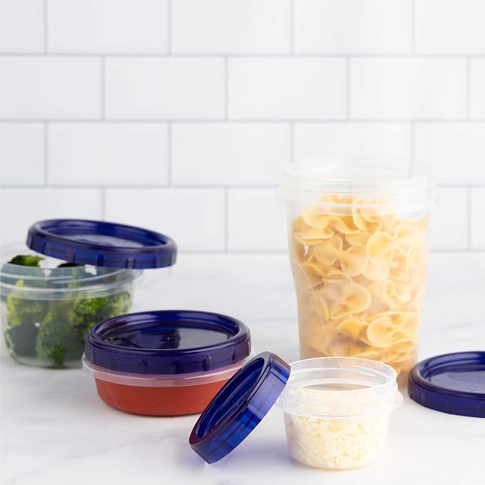 PLASTICPRO Deli Containers Clear bottom With blue Top Twist on Lids Reusable, Stackable, Food Storage Freezer Container (6, 4 OUNCE) - Image 5