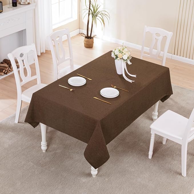 BALCONY & FALCON Rectangle Table Cloth Waterproof Brown 47"x47" | Square Washable Wrinkle Resistant Table Cloth Linen Fabric Tablecloths for Dining Party Kitchen Wedding and Outdoor Use - Image 5