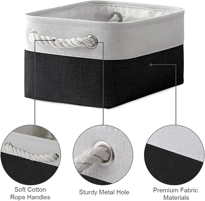 Storage Bins for Shelves - 6 Pack 11.8x7.8x5.2 inch Collapsible Storage Cubes, Basket for Gifts Empty Closet Organizing Dog Toy Box (White & Black) - Image 6