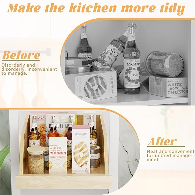 Pull Out Cabinet Organizer, Slide Out Wood Drawer Shelf, Pull Out Drawers for Cabinets, 8" High Beveled Pull Out Organizers for Kitchen Pantry, 16½" W×21" D | Pull Out Drawers for Cabinets, Pull Out Drawers for Cabinets, Beveled 8" High Pull Out Organi... - Image 4