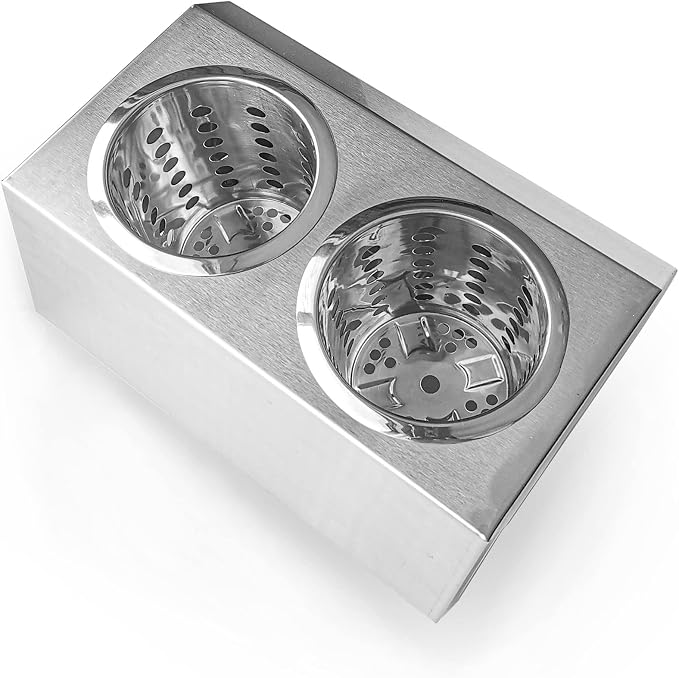 Flatware Organizers Stainless Steel Cylinder Flatware Silverware Utensil Holder Organizer Caddy (2 holes) - Image 2