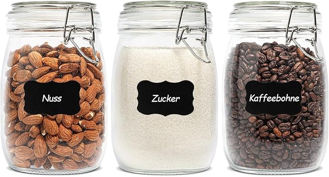 ComSaf Round Glass Jars with Airtight Lids 34 oz 3 Pack Apothecary Coffee | Cookie candy storage, Coffee food storage, Farmhouse decor, Kitchen counter display, Cabinet pantry jars, Snacks by ComSaf