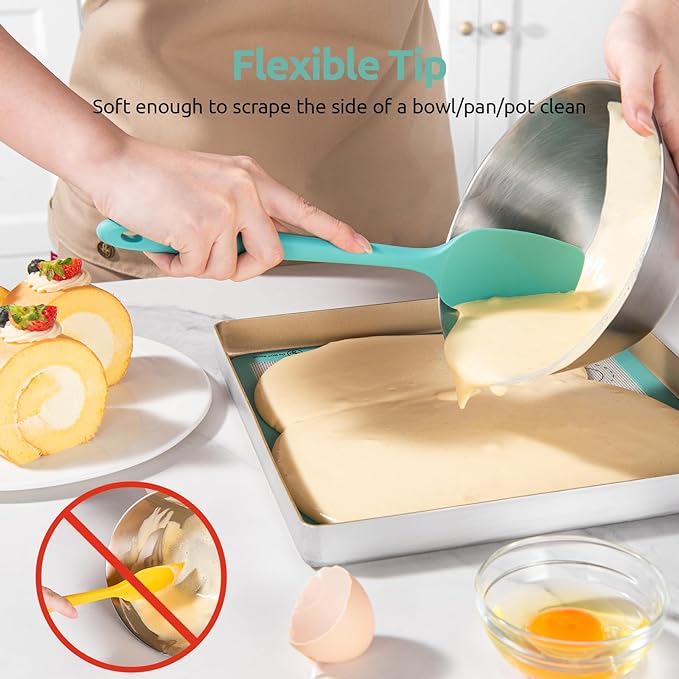 U-Taste Multicolors 18/8 Stainless Steel Measuring Cups and Spoons Set of 10 and Aqua Sky 600ºF High Heat-Resistant Silicone Spatula Set of 4 - Image 7